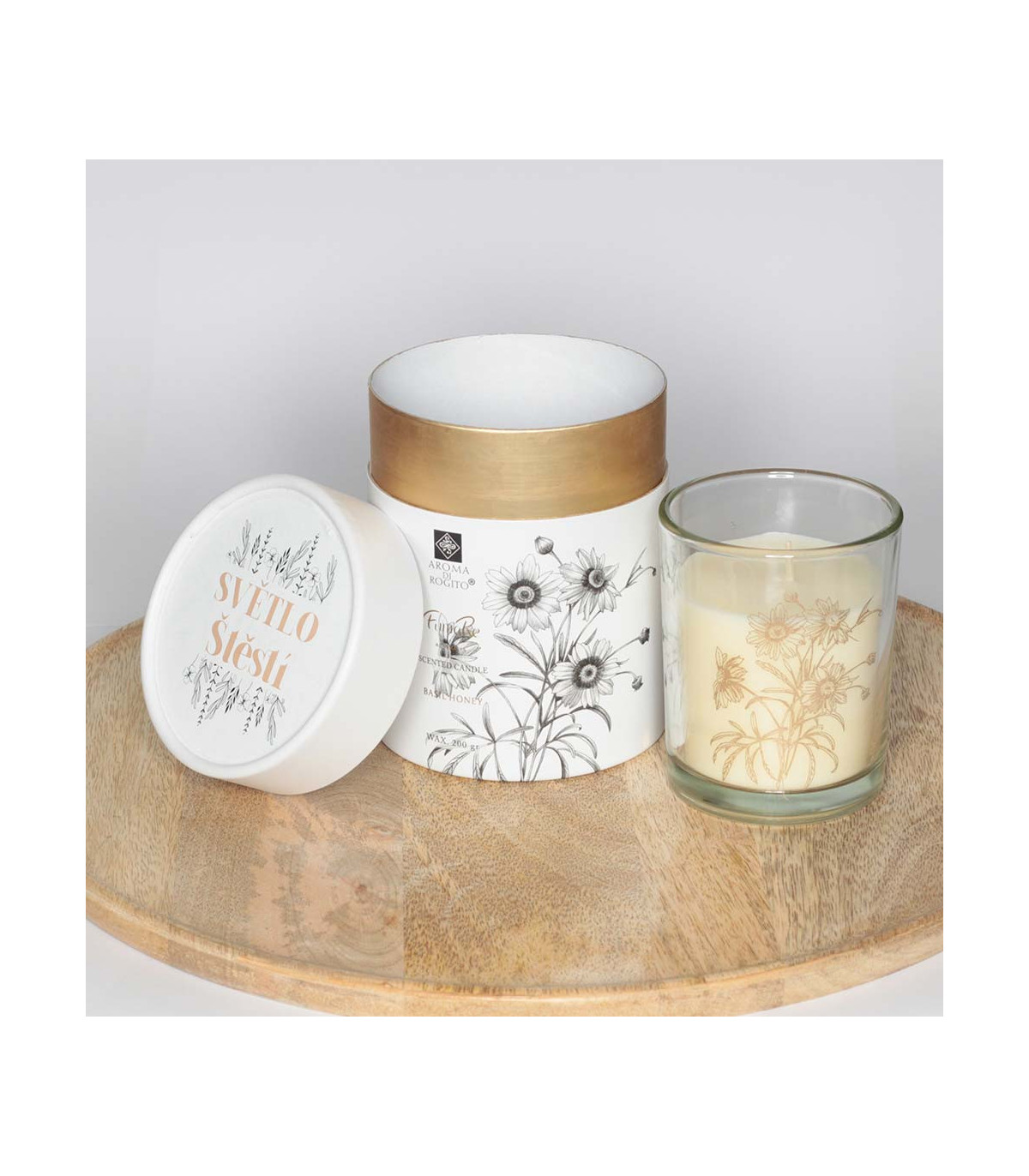 Svíčka v dárkovém obalu - SVĚTLO ŠTĚSTÍ