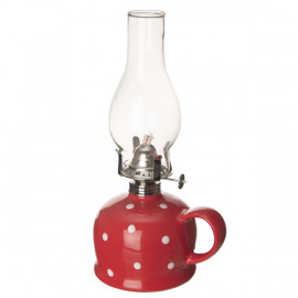 Petrolejová lampa červená s bodkami