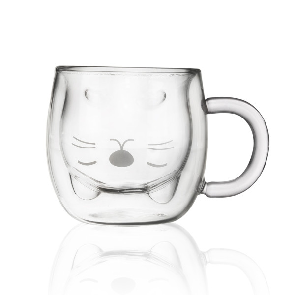 E-shop Hrnček s dvojstenným sklom Mačka