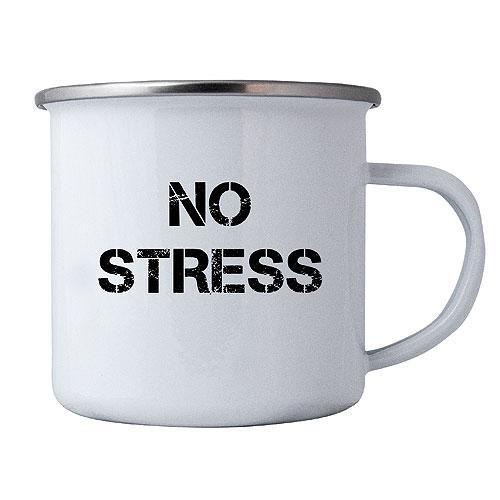 E-shop Plechový smaltovaný hrnček v krabičke - NO STRESS