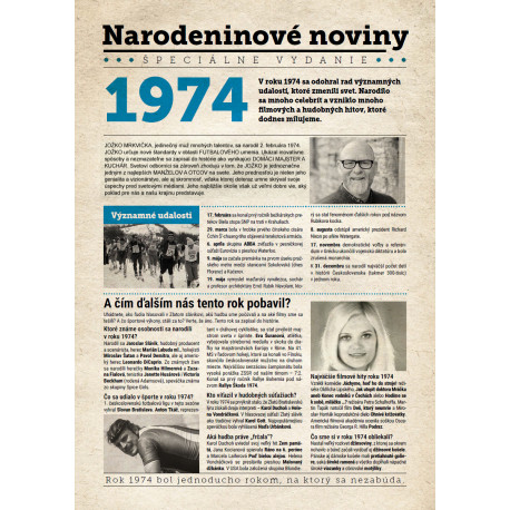 Narodeninové noviny 1974 s vlastným textom a fotografiou