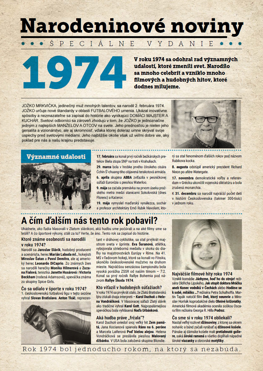E-shop Narodeninové noviny 1974 s vlastným textom a fotografiou, S fotografiou a textom