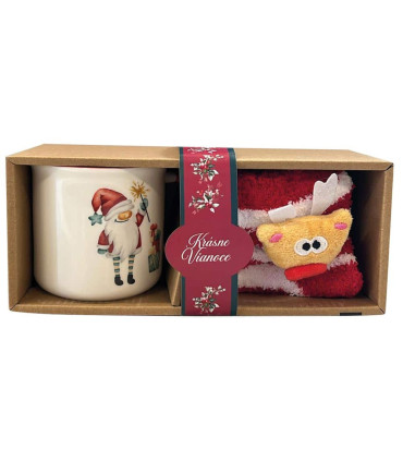 Vianočný darčekový set Krásne Vianoce – vianočný hrnček a ponožky