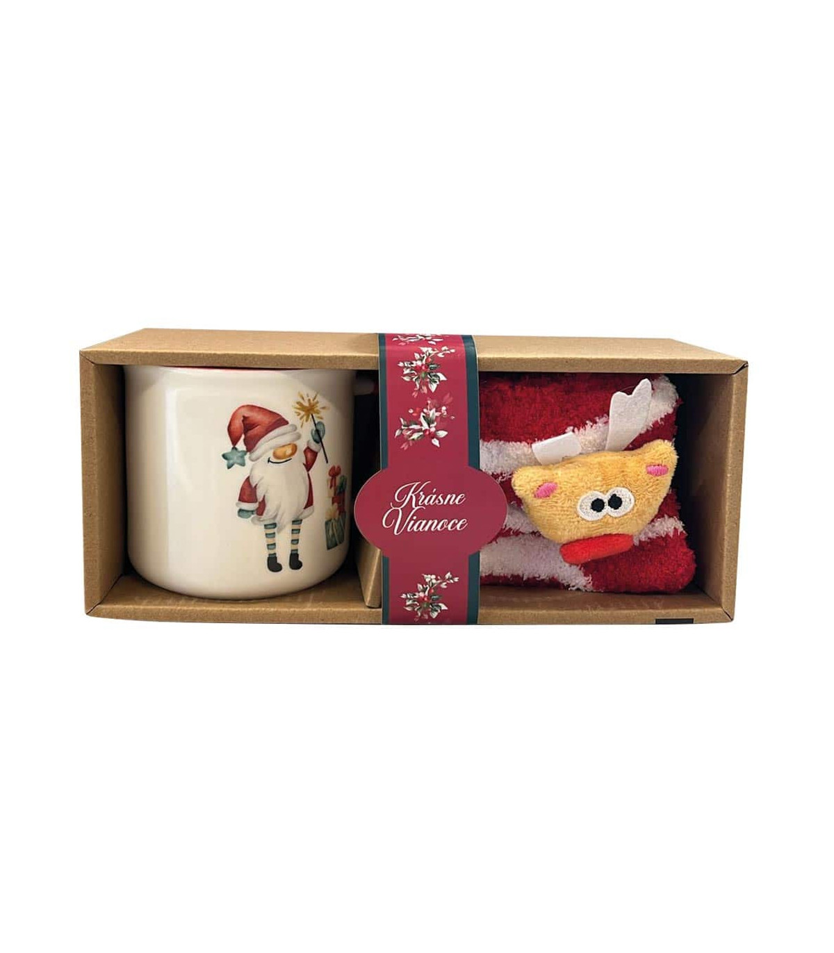Vianočný darčekový set Krásne Vianoce – vianočný hrnček a ponožky