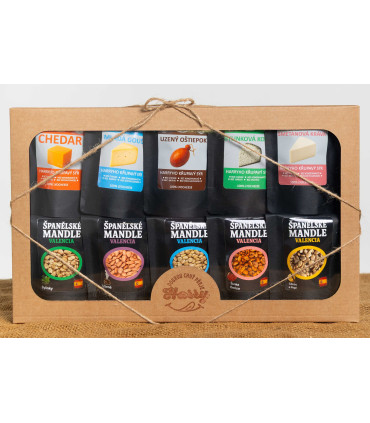 Darčeková sada syrov a mandlí – darček pre dedka