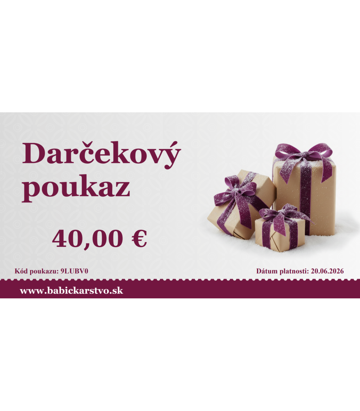 Darčekový poukaz 40 EUR